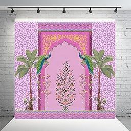 Dhara Creation Pink Tree Printed (8ft - 8ft) Backdrop Curtain Cloth Pooja Decoration for Festivals and Celebrations. (Washable Fabric)-image-36