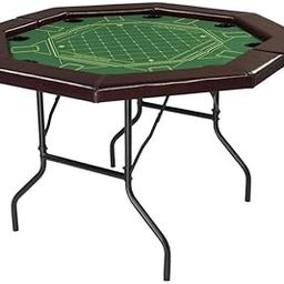 KD Willmac 8 Seater Foldable Hexagonal Poker Table for Casino Card Games with Cup Holders-14