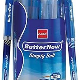 Cello Butterflow Simply Ball Pen Set | Pack of 25 Ball Pens | 20 Blue and 5 Black Ink Colour Pens | Smooth Writing Experience | For School and Office Use | Best Pen for Exams-37