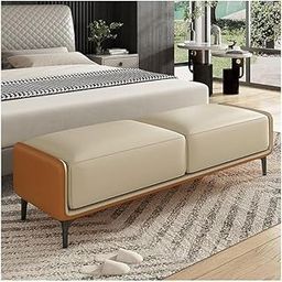 LEGACY OF COMFORT Mareka Faux Leather Upholstered Bench/Ottoman / 2-Seater Sofa (Cream/Orange)-picture-4
