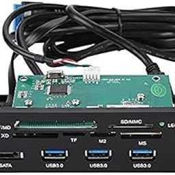 ASHATA 5.25inches Internal Card Reader,PC Multifunction Dashboard Media Front Panel with Three USB 3.0 Ports/one USB 3.1 Port/one eSATA Port and 6 Card Slots Supports M2/ MSO/SD/MS/XD/64G CF Card-image-45
