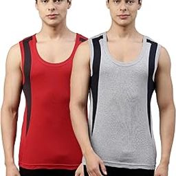 Originals Men's Trendy Fashion Regular Fit Vest Body Fit Colorblock Printed Innerwear - Bold Gym B1100 (Pack of 2)-image-70