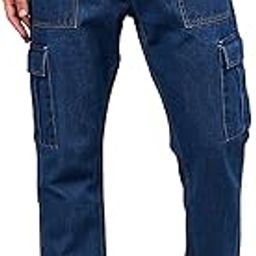 Men's Loose Fit Cargo Jeans | Non Stretchable | Cargo Denim for Men | Loose fit Cargos | Utility Pockets-image-120