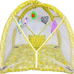 Toddylon Baby Gift Pack Set – New Born Cotton Mattress with Net & Hanging Toys for 0–6 Months | Newborn Essentials | Combo for Newborns (Green)-image-60