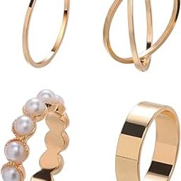 Latest Stylish Metal Boho Midi Finger Rings for Women and Girls - Set of 4 (D12989r), Golden-10