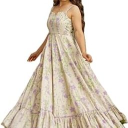 Purple Bloom Fit & Flare Dress in Soft Rayon with Shoulder Straps-image-32