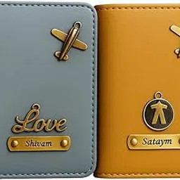 celed Engraved Passport Cover Combo | Customized Passport and Document Holder with Secure Compartments (Sky Blue & Yellow)-picture-4