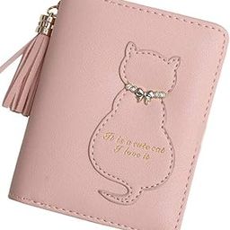 Small Wallet for Women Bifold RFID Blocking Card Holder Leather Wallets with Zipper Coin Pocket (Pink)-image-89