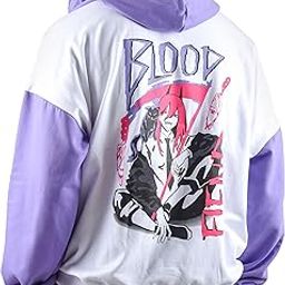 Unisex Chainsaw Man Anime Oversized Hoodie for Men and Women, Blood Fiend Printed Drop Shoulder Cosplay Anime Hoodies-image-79