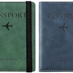 VIDHAN Industries Leather Passport Cover & Travel Organizer with RFID Blocking, Multiple Storage Compartments, Card Slots, and Elastic Closure (Blue and Green)-49