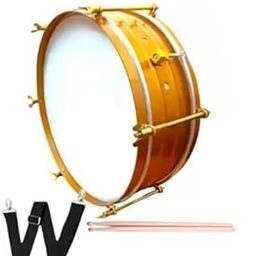 Usha Musicals 14” Snare Drum | Gold & White Side Marching Drum with Sticks & Belt | School Band Hand Percussion Instrument for Students, Beginners & Professionals – Usha Musicals-image-50