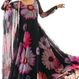 Floral Printed Gown Ethnic Dress with Dupatta-image-3
