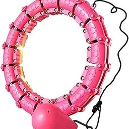 Holy Delight Weighted Hula Hoop for Adults Weight Loss Infinity Hoop Plus Size 24 Detachable Knots 2 in 1 Abdomen Fitness Massage Smart Hula Hoops Fit Suitable for Women Exercise and Beginners Pink-image-2