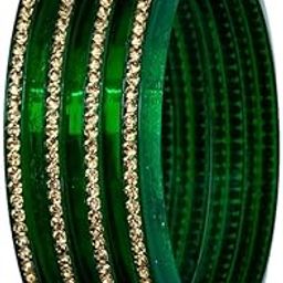 Barrfy Collection's Plastic Stone's Bangles Set (Pack of 4 Bangles)-Green-12