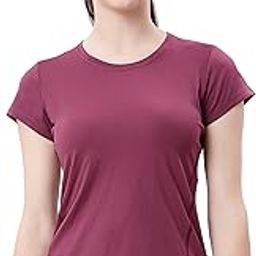 Women's Ultra Soft Round Neck Sports Tee 4-Way Stretch, Non-See-Through, Moisture-Wicking - Ideal for Yoga, Athletic-image-18