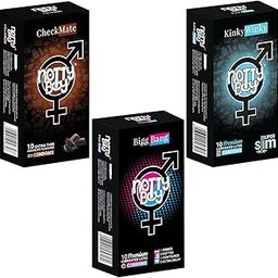 NOTTY BOY Ultra Slim, 4-In-1 Multi Textured Ribbed Dotted Contoured Extra Time and Chocolate Flavoured Thin Condom For Men - Pack of 3, 30 Pieces, Natural Rubber Latex, Smooth, Reservoir Tip-picture-6