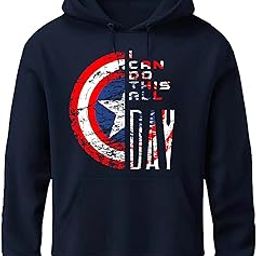 Clothing's Hooded Mens Sweatshirt | Hoodie for Men | Solis and Trendy | Captain America Sheild Inspired Art Print-image-7