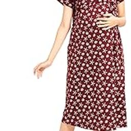 Women Cotton Printed Maternity Nursing & Feeding Relaxed Fit Nighty -3147-image-93