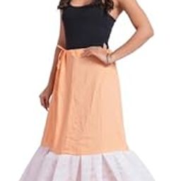 Women's Cancan Skirt for Lahenga Hoop Less Underskirt Petticoat Wedding Crinoline Volume Extension for Lehenga Gown and Floor Length Skirt Free Size Waist with Adjustable Length Cream-image-95