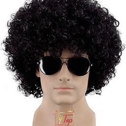 TIPTOP DECORATION Premium Curly Clown Joker Malinga Unisex Funky Hair Wig (Natural Black)-38