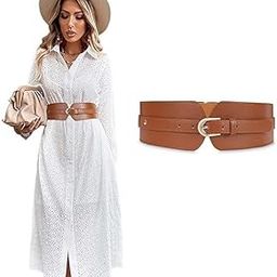 Womens Wide Elastic Waist Belt for Dress Leather Waist Belt for Stretch Cinch Belt Adjustable Wide Waist Belt for Ladies Dress-image-46