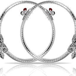 Traditional Design Silver Color Alloy Adjustable Crystal Ghungroo Leg Painjan Payal Pajeb Anklets Rajasthani Style Round Foot Kada Bangle Jewellery Set For Women's And Girl's (1 Pair)-image-86