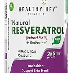 HealthyHey Nutrition Resveratrol Extract 98% Plus BioPerine for Absorption - 255mg - 60 Vegetable Capsules (Pack of 1)-image-75