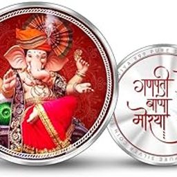 BIS Hallmarked Ganesh Ji 999 Pure Silver Coin (10g, 20g, 50g, 100g) - Round & Square Shape - Auspicious Gift for Diwali & Ganesh Chaturthi - With Authenticity Certificate-image-43