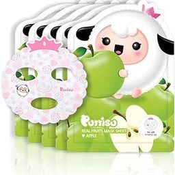 Real Fruit Facial Mask Sheet for Kids, Children - Made with 100% Cotton, Moisturize, Sooths and Hydrates Skin (Apple- Pack of 5)-50