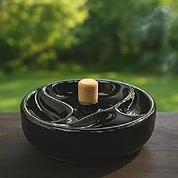 7" x 1.5" F.e.s.s. Ceramic Tobacco Pipe Ashtray with Cork Knocker and 3 Pipe Stand Large - Ideal for Patio Use for Patio, Indoor, Outdoor Desktop Use-image-16