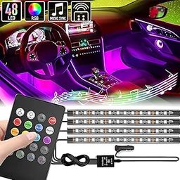 Guance RGB Atmosphere light, 12 LED 4 Strip Car Led Light 12V 8 Color Music Light With Music Senser LED Under Dashboard Atmosphere Interior Light with Remote Universal for All Cars-image-20
