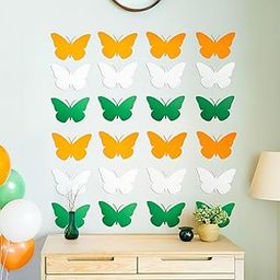 The Banner Company Butterfly Tri Color Cutouts – | Independence Day | Republic Day | Classroom Decoration | Wall & Party Decor | 7.4 x 5 Inches | Orange, White, Green-image-91