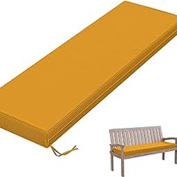 Tounosnt Outdoor Bench Cushion 60 X 18 X 3.5 Inch Thick Waterproof Patio Furniture Cushions, Patio Porch Swing Replacement Seat Pad with Tie Straps and Anti-Slip, for Backyard Garden, Yellow-image-96