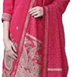 Rani Pink Printed Straight Kurta and Trousers With Dupatta-image-8