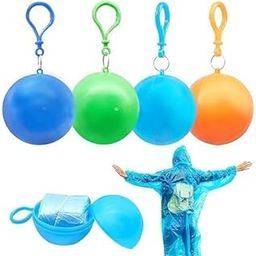 Ball Shape Emergency Raincoat, Disposable Waterproof Poncho with Hood, 2 Pieces, Free Size, for Adults (Multicolor)-36