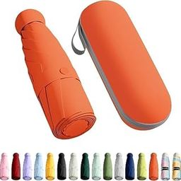 Mini Umbrella with Case for Men & Women (Manual Open) Compact Travelling Umbrella, Polyester & UV Protection Fabric for Summer/Anti-Slip Handle- Use in Rain Powerful Portable-picture-2