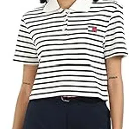 tommy hilfiger Striped Cropped-Fit Cotton Polo T-Shirt-picture-3