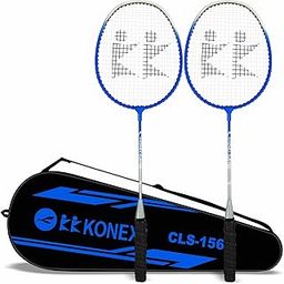 Konex Lightweight Aluminium Badminton Racquet for Beginners & Intermediates | Durable Frame with Full Cover Bag - Blue (Pack of 2)-26