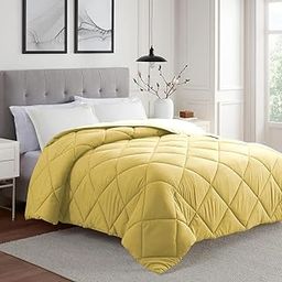 Cloth Fusion 200 GSM Microfiber Comforter Set Double Bed King Size, Soft & Warm Quilt for Winter, AC Comforter, Blanket Double Ded, Rajai, Lightweight Duvet (90x100 inch, Yellow)-29