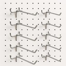 Q1 Beads 12 Pack 4" Heavy Duty Pegboard Kit Peg Hooks for 1� Spaced Pegboards, Utility Hooks for Wall Organizing in Home or Garage (Chrome, 4 inch, 12 Pcs)-image-78