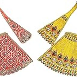 Partish MATA Rani Dress l Lehanga Patka l Poshak for Durga MATA Devi Ji for Navratri Special (Pack of 2, Red & Yellow, 4 Inches)-image-37