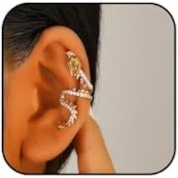 1 PC Dragon Ear Cuff for Women Gold/Silver Dragon Non Piercing Earring Rhinestone Dragon Crawler Earrings Sparkly Animal Cartilage Earrings Punk Costume Jewelry Accessories-image-33