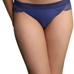 Women's Lace-Trimmed Bikini Panty, Black, Mesh Detail-picture-10