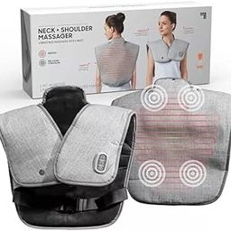 Electric Heating Pad & Vibrating Massager for Neck Pain ,Cervical Pain and Shoulder Pain Relief | Comfort Adjustable Heat Levels | Relaxation 5 Massage Modes | Muscle Soreness Recovery | Weighted and Universal Fit | Suitable For Men & Women | (Grey)-picture-2