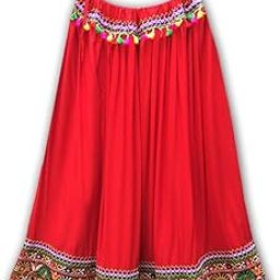 VRSales Traditional Gujrati Skirt for Women, Free Size (Waste Size 28-44)-image-84