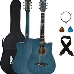 BLUEBERRY, B-38C Acoustic Guitar Kit 38 Inch with Bag, Strap, One Pack Strings And 2 Picks - (Retro Blue)-image-98