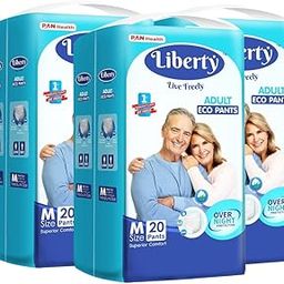 Liberty Eco Adult Diaper Pants, Medium (M) Size, 60 Count, Waist Size (61-115cm | 24-45 inches), Unisex, High Absorbency, Leak Proof, Overnight Protection, Pack of 3, 20 count/pack-image-80