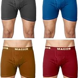 Cotton Assorted Plain Long Men's Trunk - Pack of 4 PLT, Size - 85 Cm-2