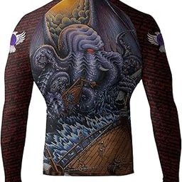 raven fightwear Men's Cthulhu MMA BJJ Rash Guard Black-picture-8