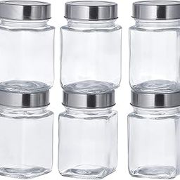 Amazon Brand - Solimo Square Glass Storage Containers (Transparent, Set Of 108, 310 ml Each)-picture-1
